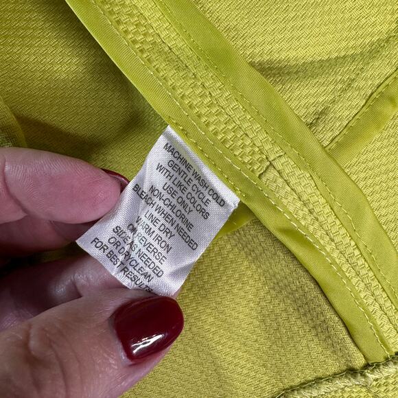 Sunny Leigh Women's sz 4 Chartreuse Jacket Open Front Stretch Textured - Picture 6 of 9